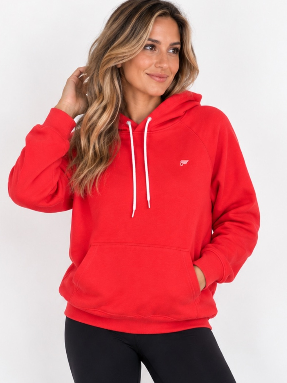 Women’s Red Hooded Pullover Sweatshirt - Casual Everyday Hoodie
